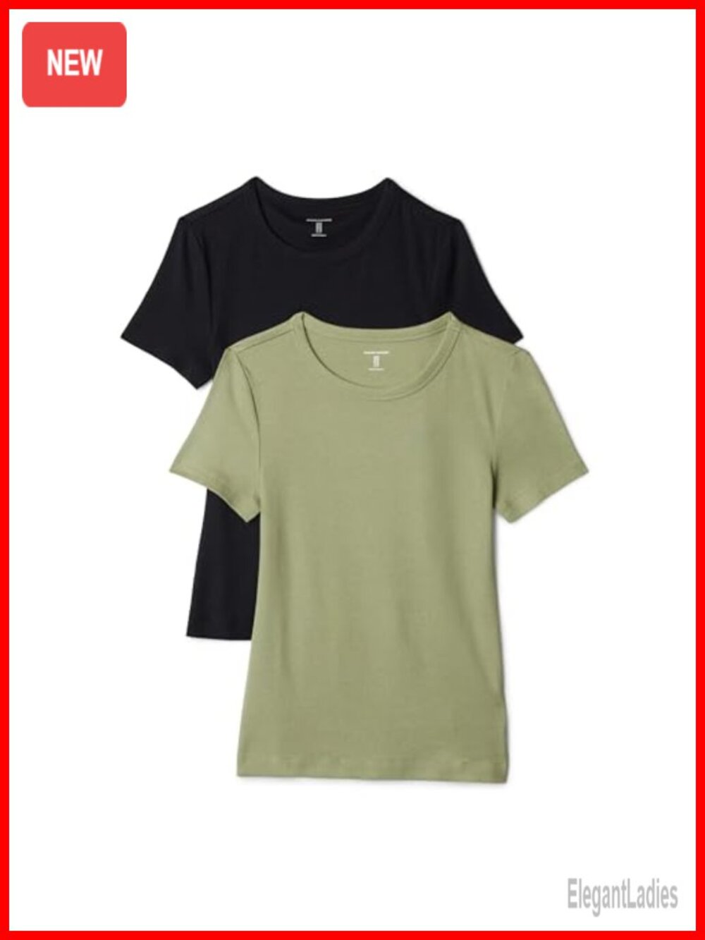 Women's Slim-Fit Short-Sleeve Crewneck T-Shirt 2-Pack Cotton-Modal Ribbed